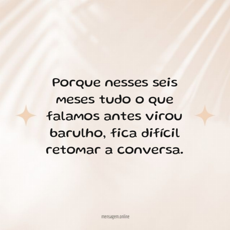 Porque nesses seis meses tudo o que falamos antes virou barulho