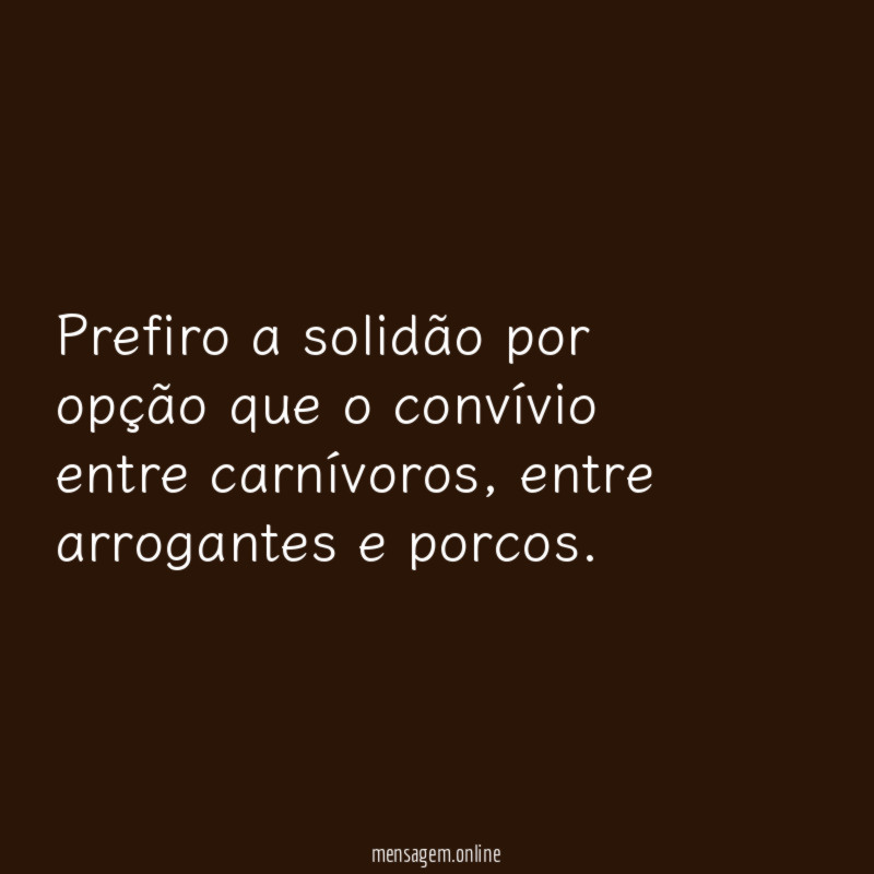 Prefiro a solidão por opção que o convívio