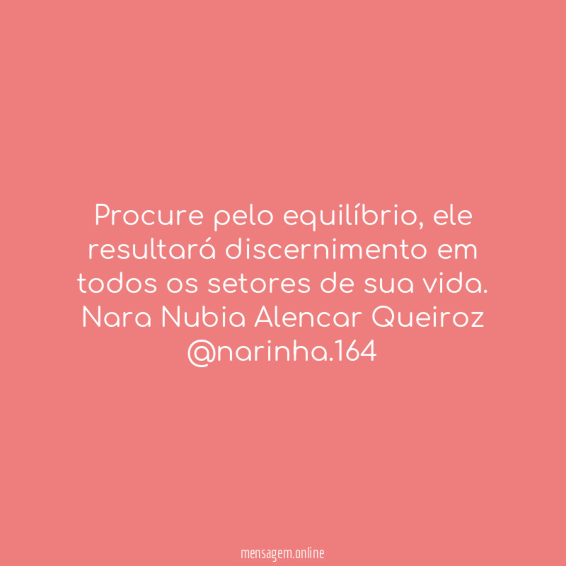 Procure pelo equilíbrio