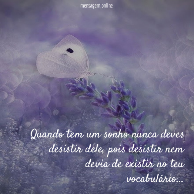 Quando tem um sonho nunca deves desistir dele