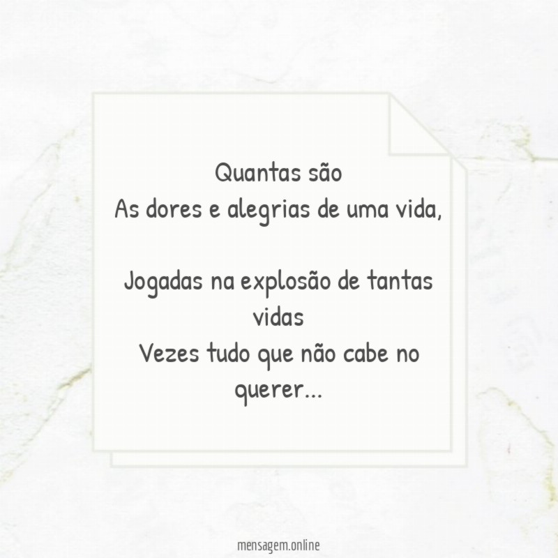 Quantas são As dores e alegrias de uma vida
