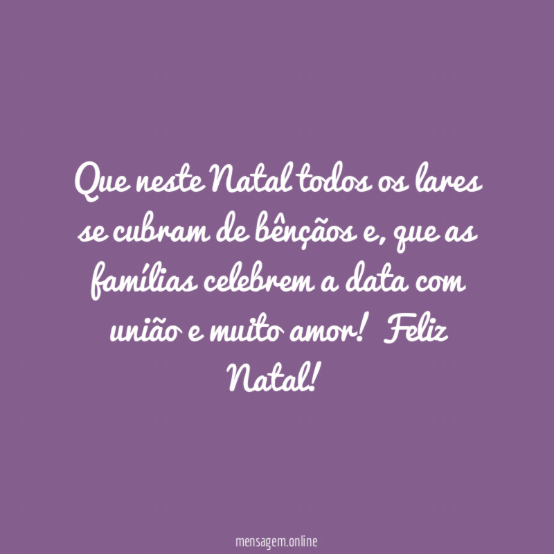Que os lares se cubram de bençãos