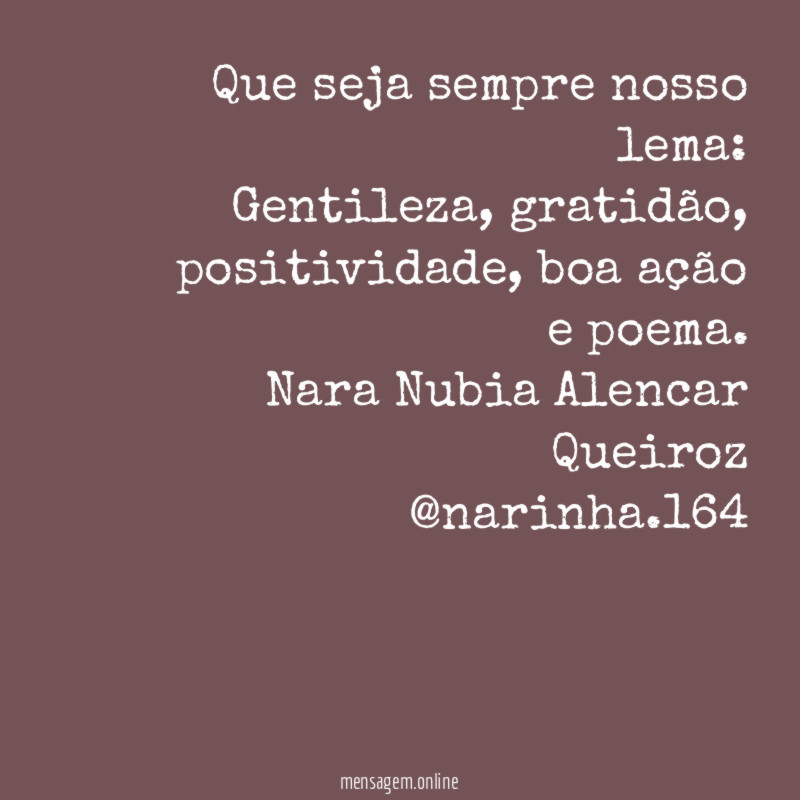 Que seja sempre nosso lema