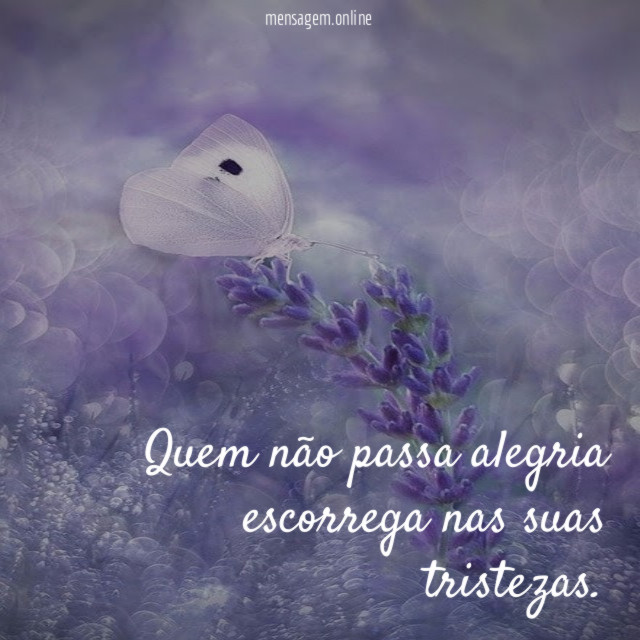 Quem não passa alegria escorrega nas suas tristezas
