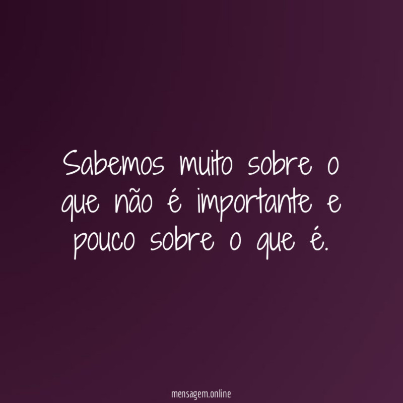 Sabemos muito sobre o que não é importante