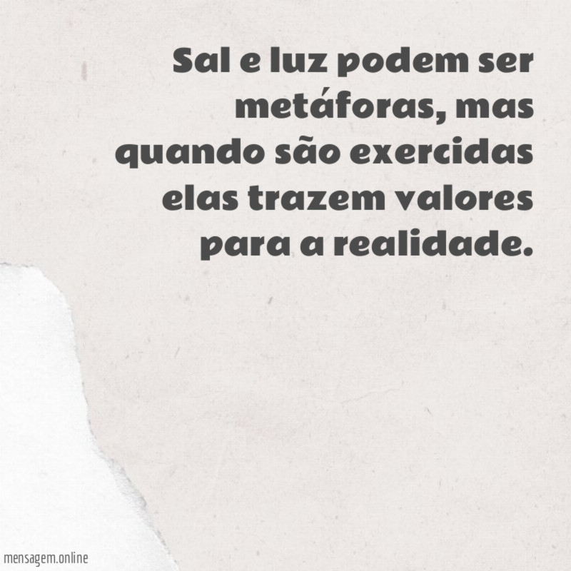 Sal e luz podem ser metáforas