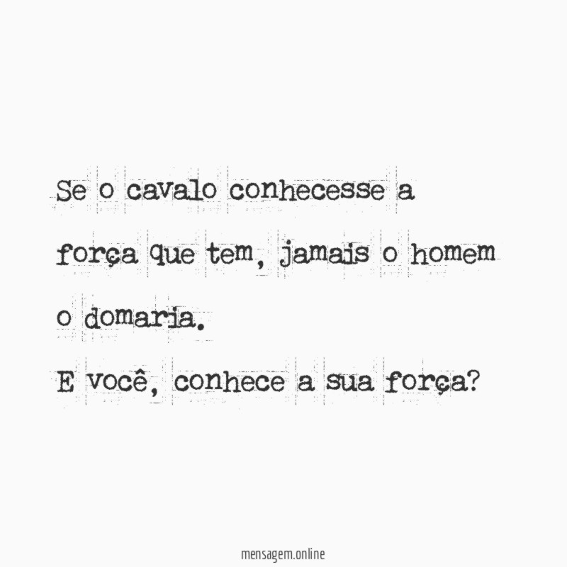 Se o cavalo conhecesse a força que tem