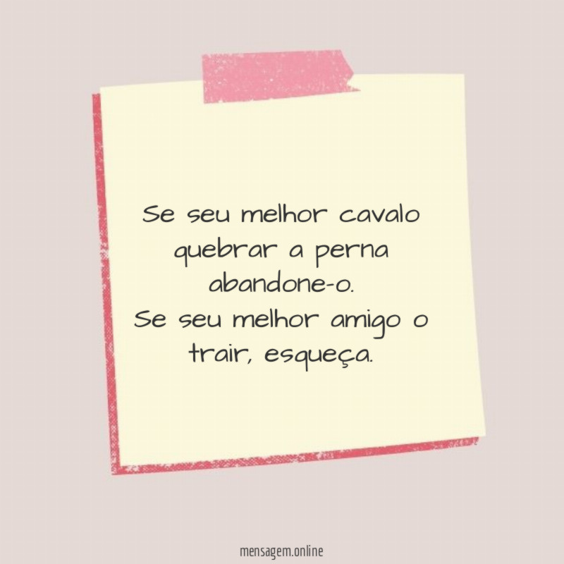 Se seu melhor cavalo quebrar a perna abandone-o