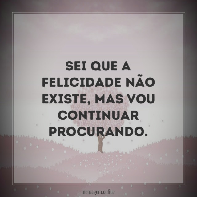 Sei que a felicidade não existe