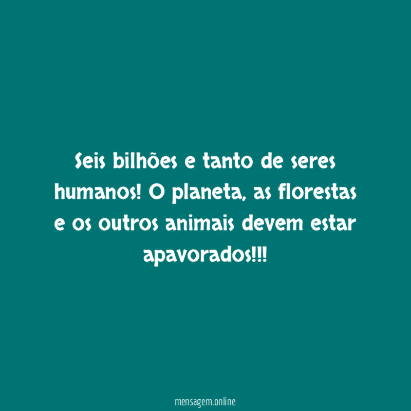 Seis bilhões e tanto de seres humanos