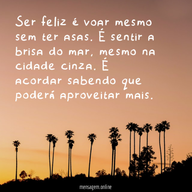 Ser feliz é voar mesmo sem ter asas