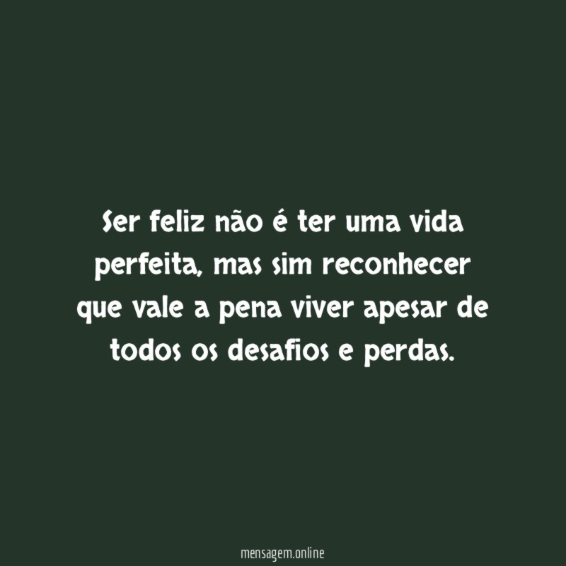 Ser feliz não é ter uma vida perfeita