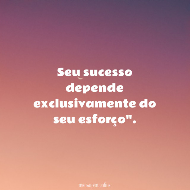 Seu sucesso depende exclusivamente do seu esforço"
