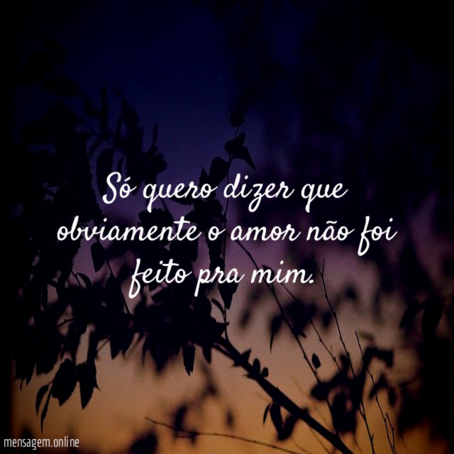 Só quero dizer que obviamente o amor não