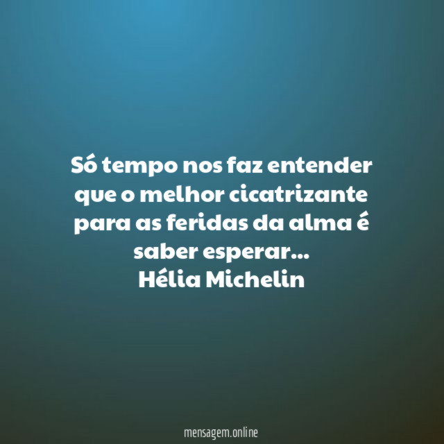 Só tempo nos faz entender que o melhor cicatrizante para as feridas da alma é saber esperar…