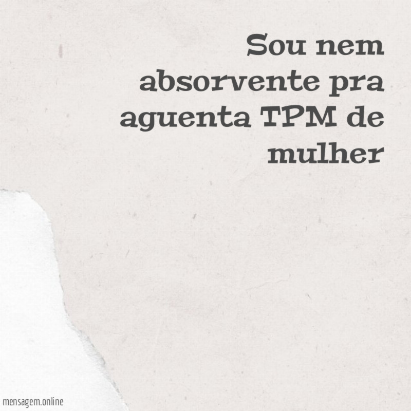Sou nem absorvente pra aguenta TPM de mulher