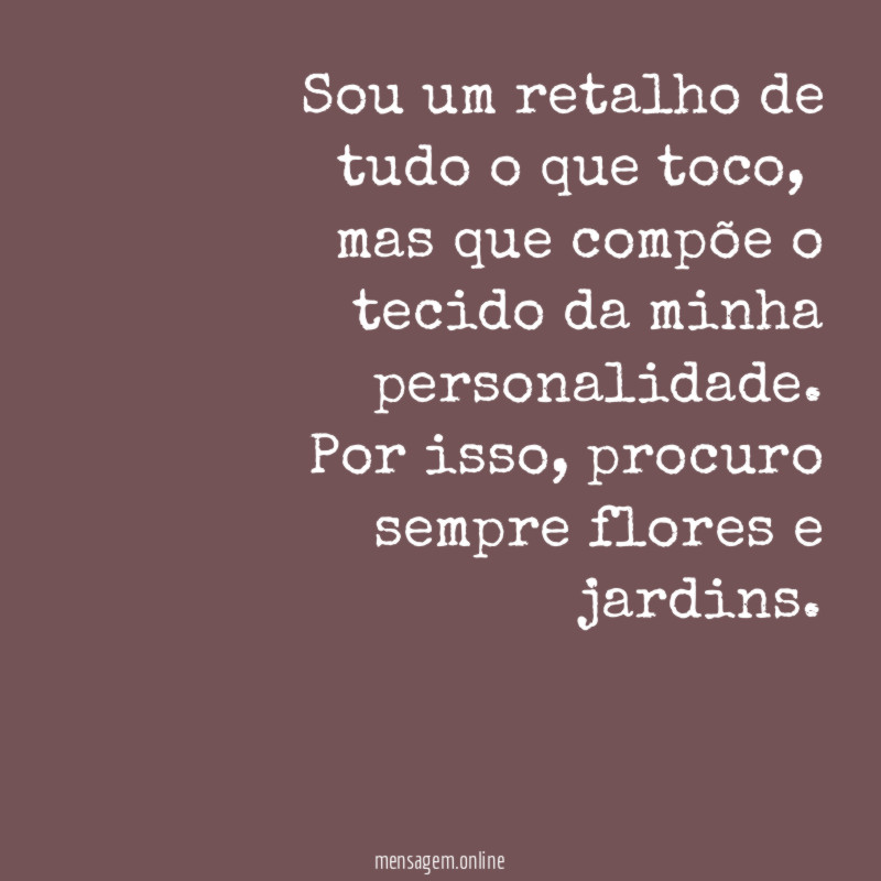 Sou um retalho de tudo o que toco