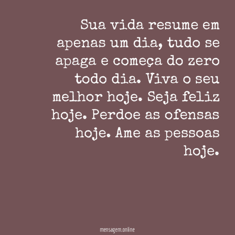 Sua vida resume em apenas um dia