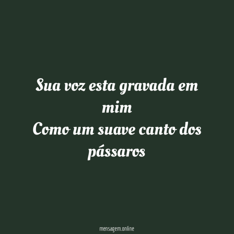 Sua voz esta gravada em mim Como um suave