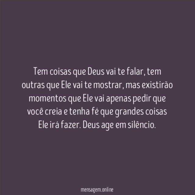 Tem coisas que Deus vai te falar