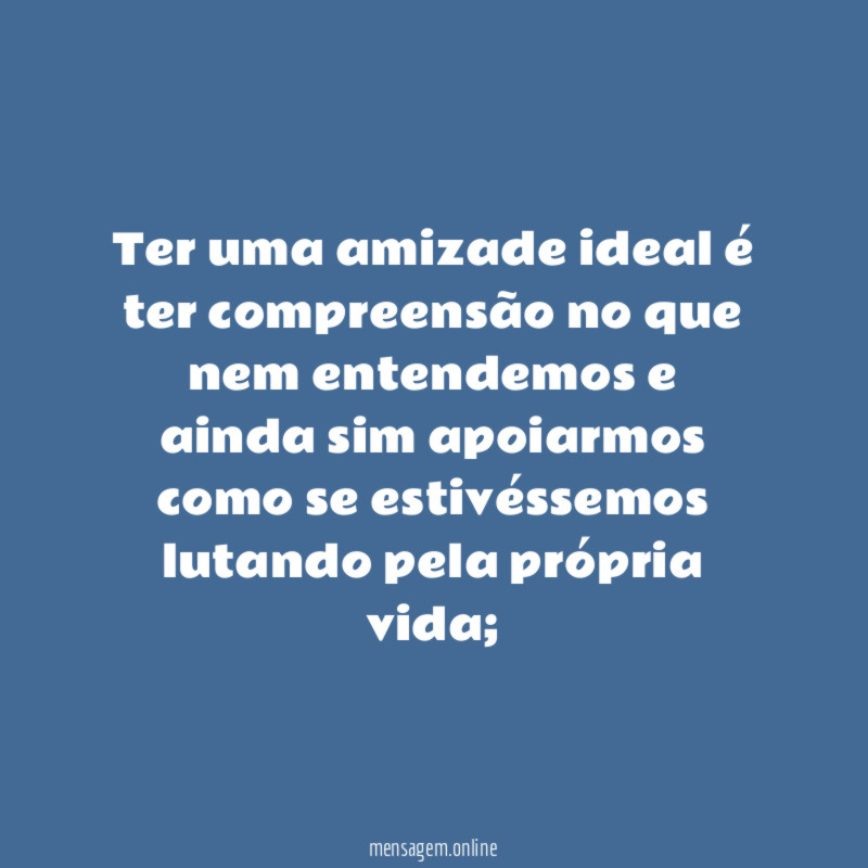 Ter uma amizade ideal é ter compreensão no