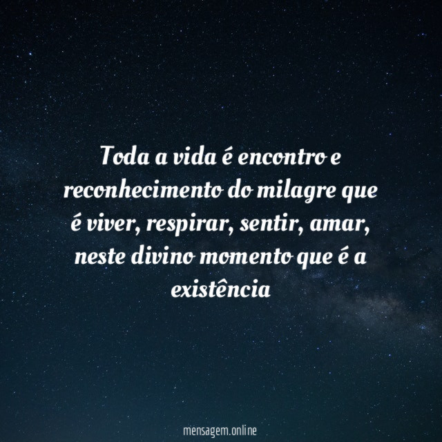 Toda a vida é encontro e reconhecimento do milagre que é viver