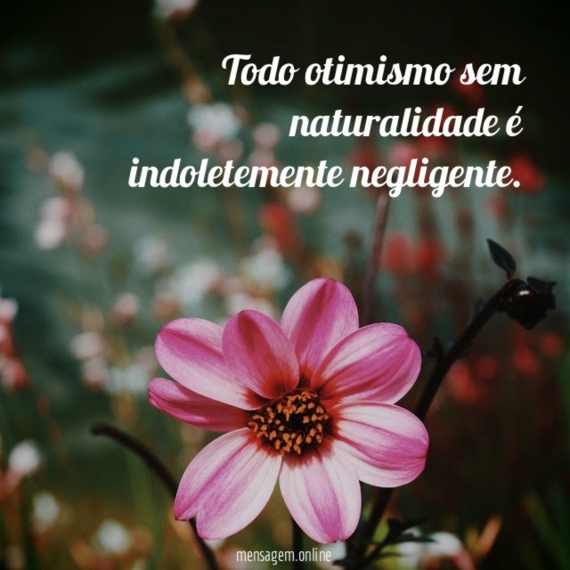 Todo otimismo sem naturalidade é indoletemente negligente