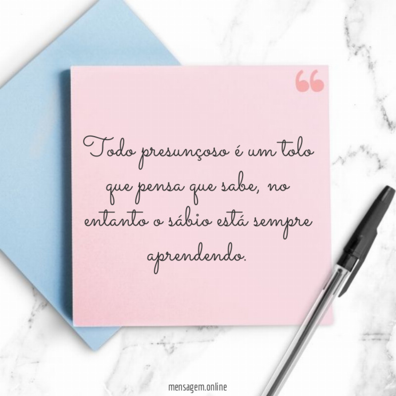 Todo presunçoso é um tolo que pensa que sabe