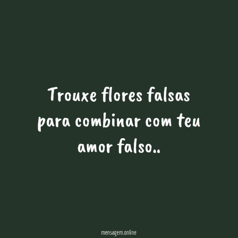 Trouxe flores falsas para combinar com teu amor falso