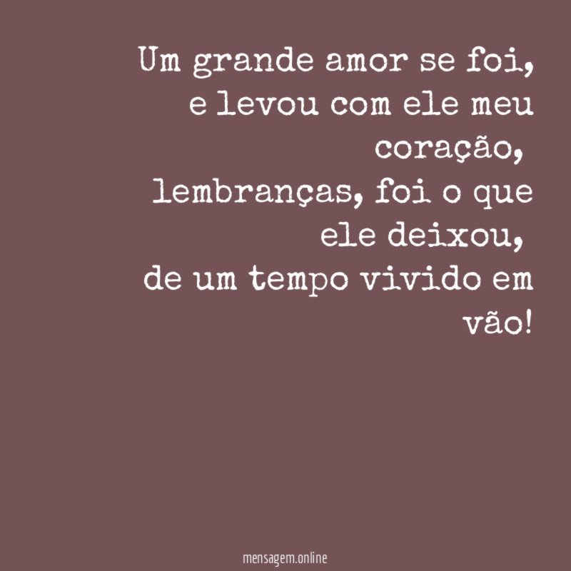 Um grande amor se foi