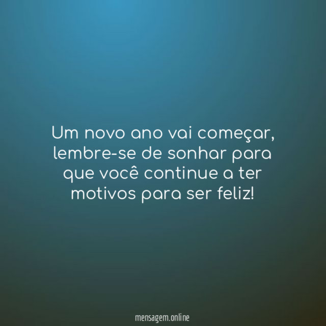 Um novo ano vai começar