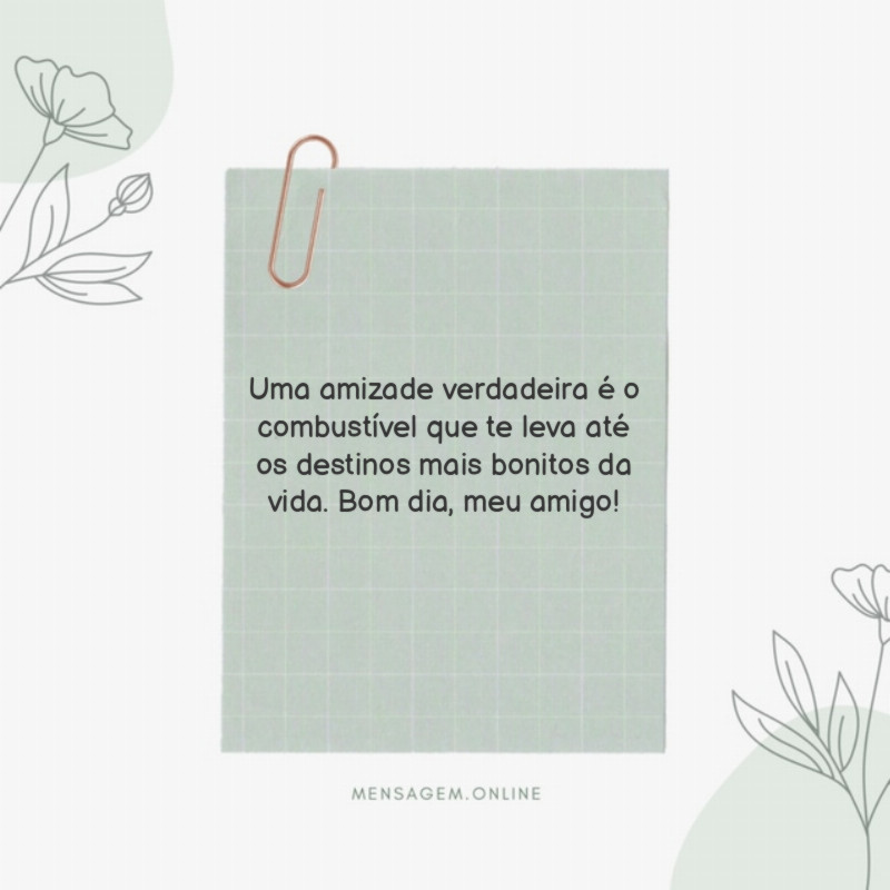 Uma amizade verdadeira é o combustível que te