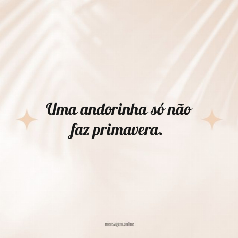 Uma andorinha só não faz primavera