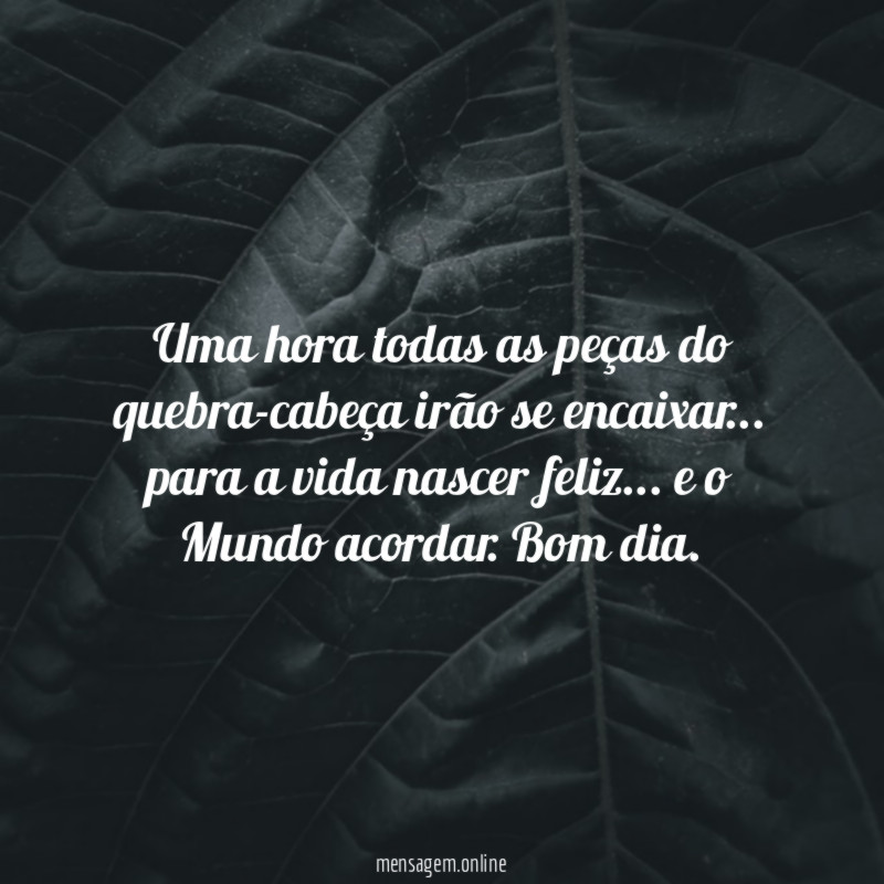 Uma hora todas as peças do quebra-cabeça irão