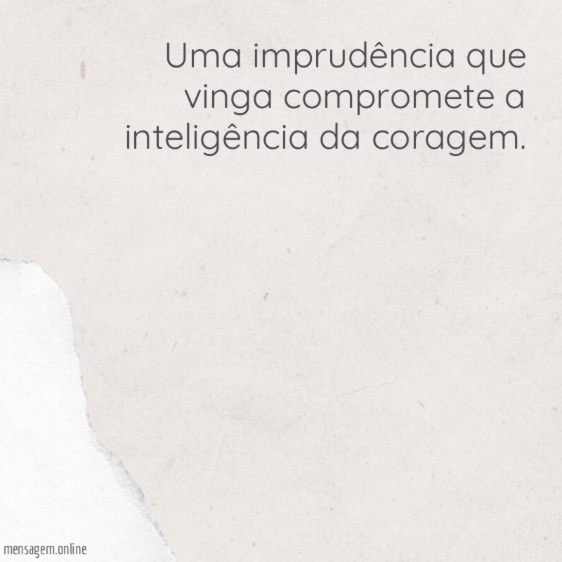 Uma imprudência que vinga compromete a inteligência da coragem