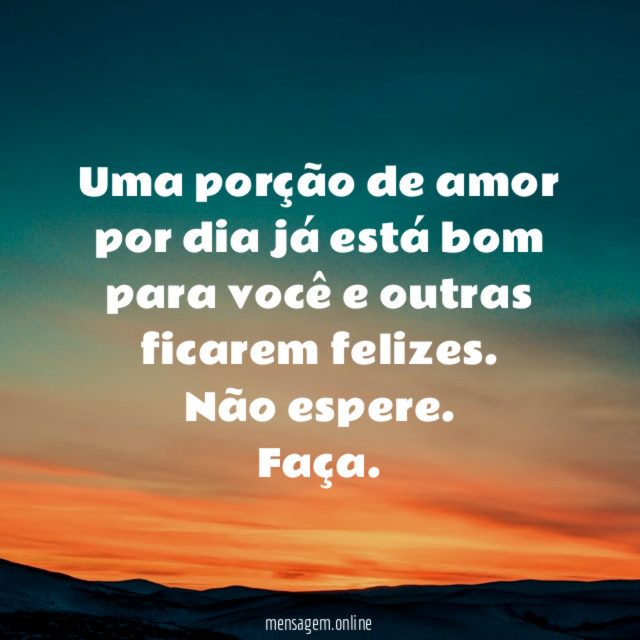 Uma porção de amor por dia já está