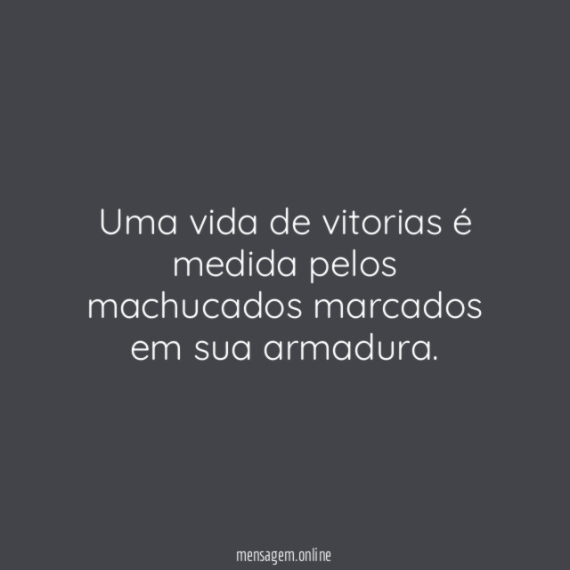 Uma vida de vitorias é medida pelos machucados marcados em sua armadura