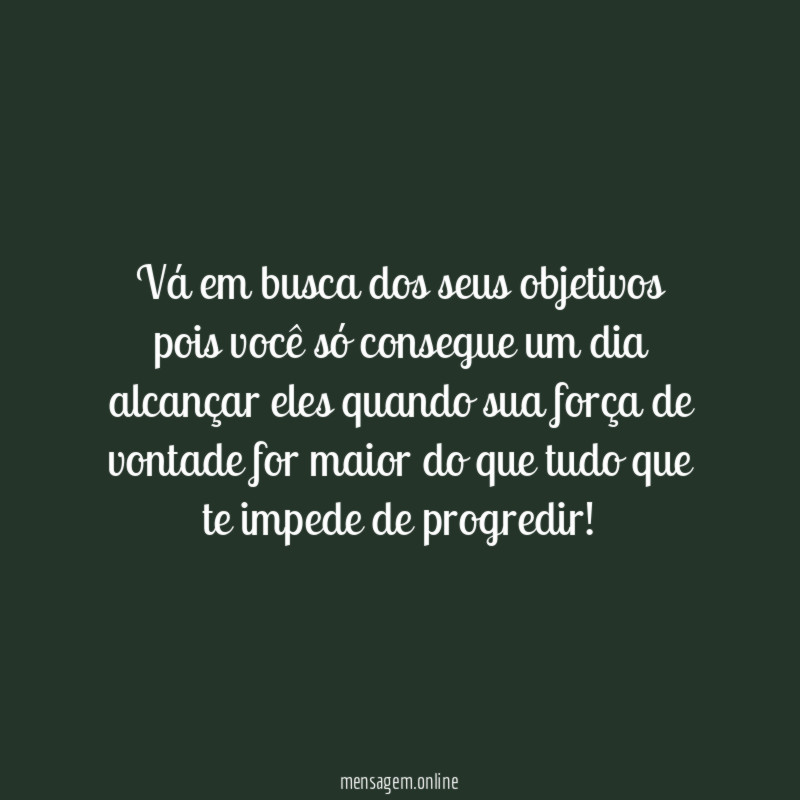 Vá em busca dos seus objetivos pois você
