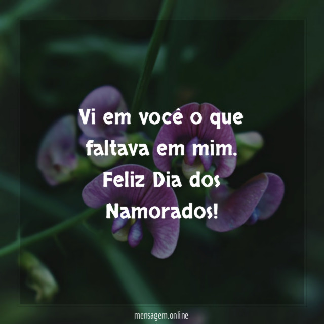 Vi em você o que faltava em mim