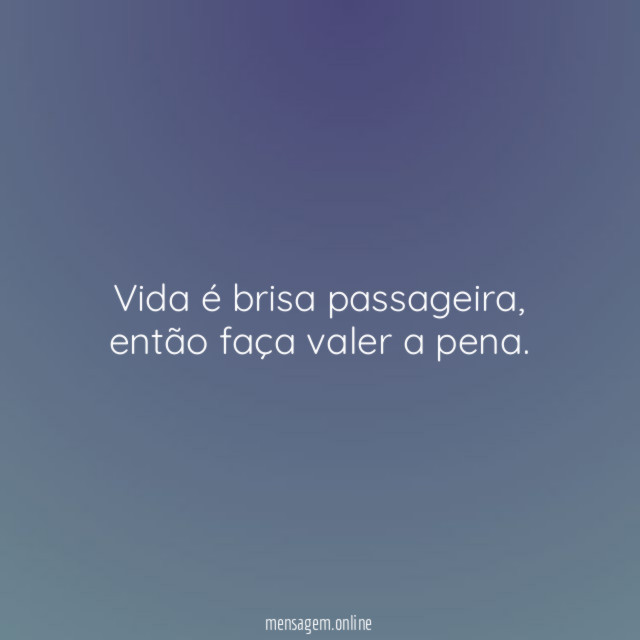 Vida é brisa passageira