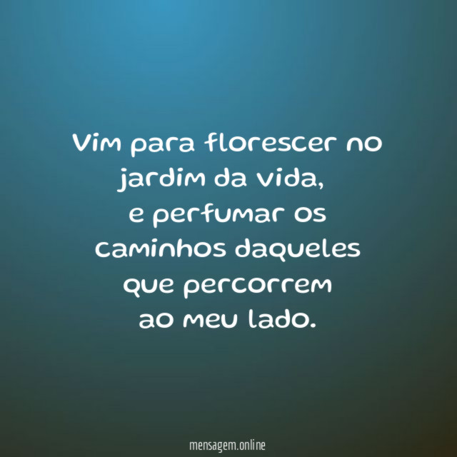 Vim para florescer no jardim da vida