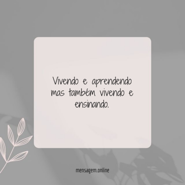 vivendo e aprendendo mas também vivendo e ensinando