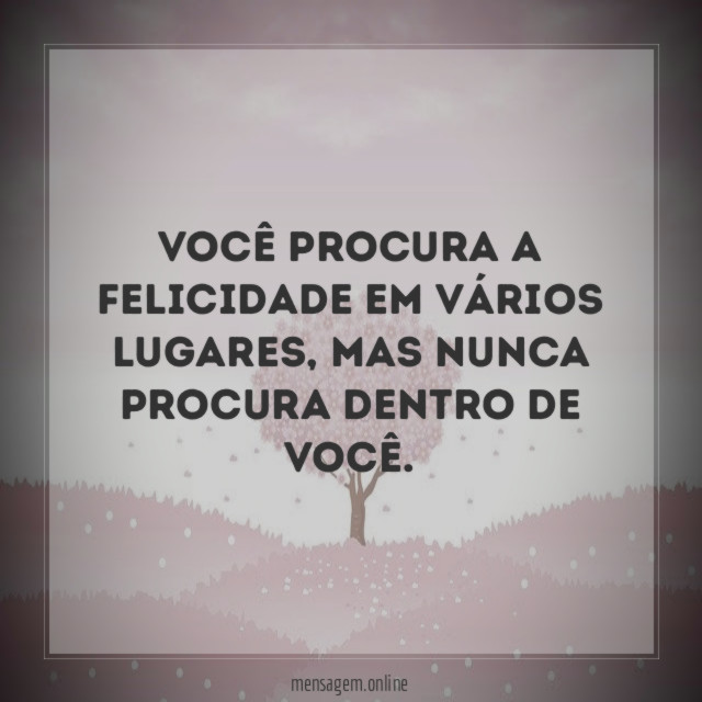 VOCÊ PROCURA A FELICIDADE EM VÁRIOS LUGARES