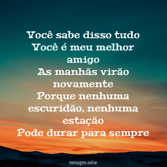 Você sabe disso tudo Você é meu melhor amigo As