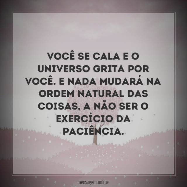 Você se cala e o universo grita por você
