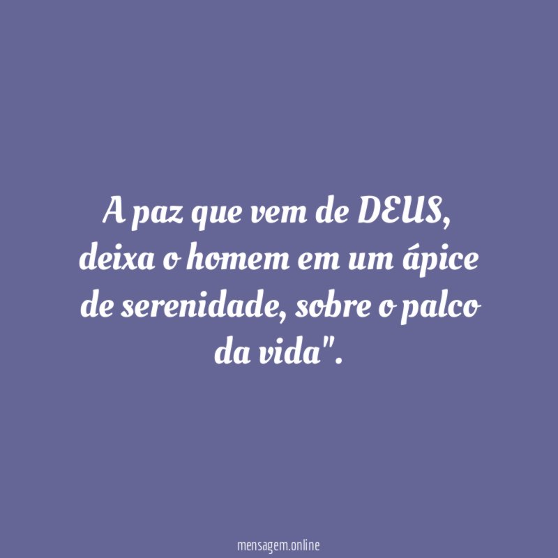 A paz que vem de DEUS