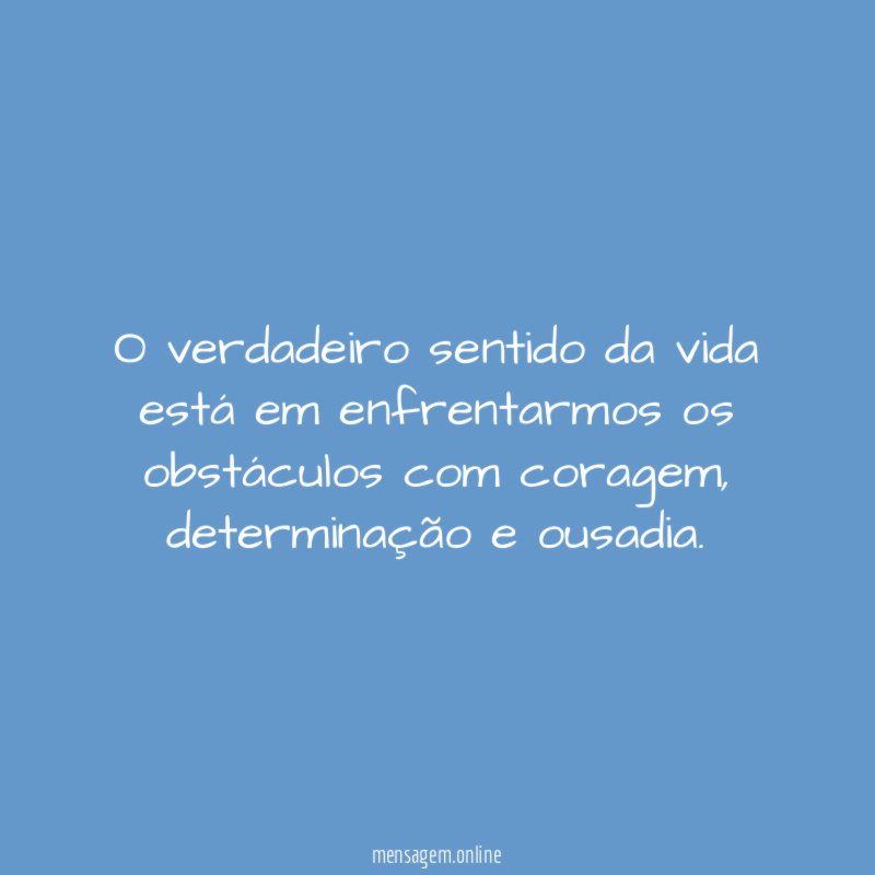 O verdadeiro sentido da vida está em enfrentarmos