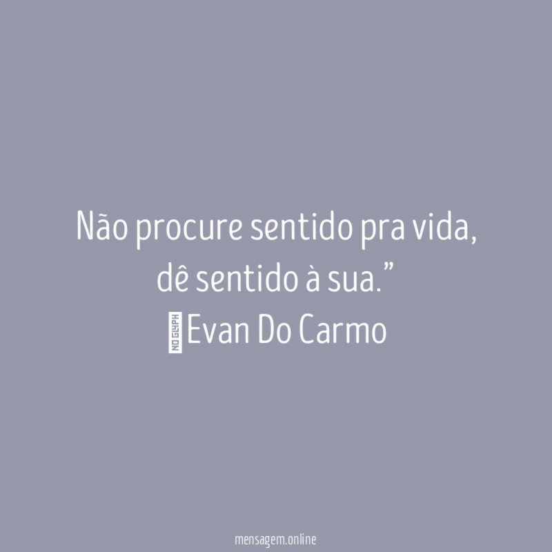 Não procure sentido pra vida