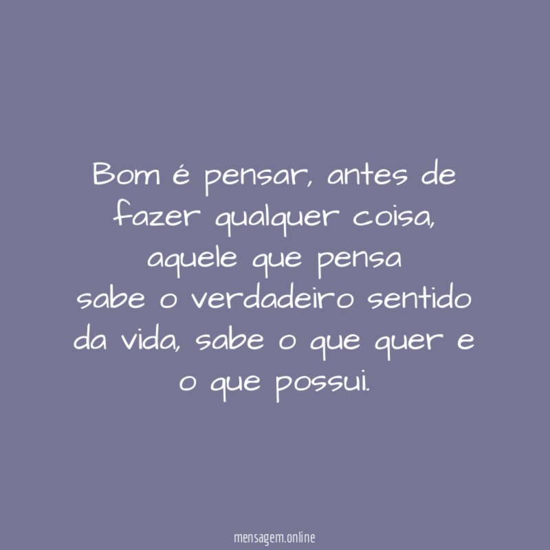 Bom é pensar