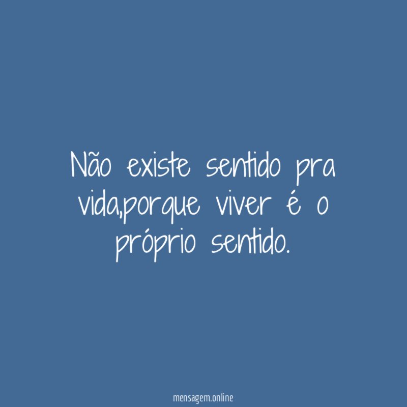 Não existe sentido pra vida